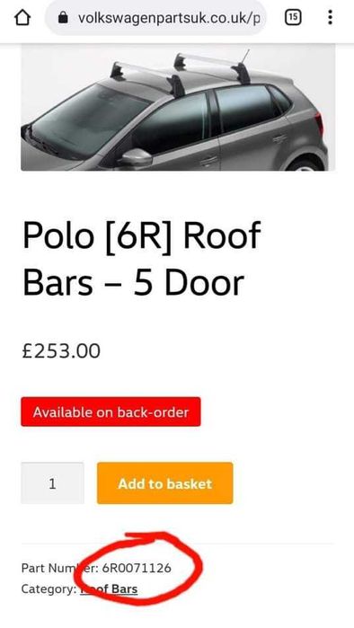 Оригинални греди за VW Polo 3,5D (2009 - 2017)