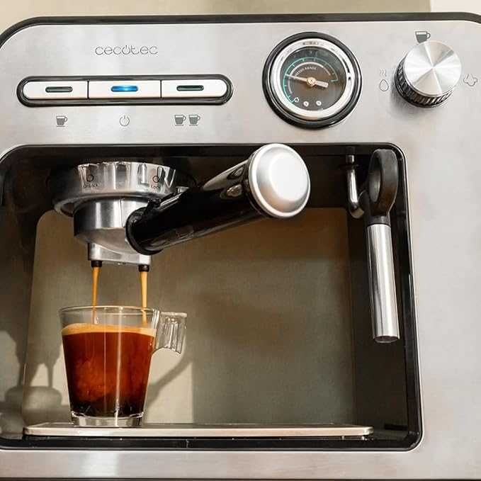 Cecotec Espressomaschine Power Espresso 20 Square Pro, 1450W, 20 бара, , 1 литър, Термоблок, изпарител, 2 чаши за кафе, тава за затопляне на чаши