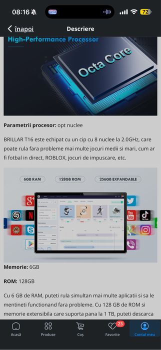 Tabletă 10' Brillar T16, stare foarte bună!