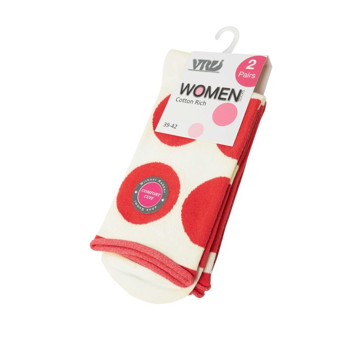 Памучни  дамски чорапи 2 чифта, на точки, безшевни, удобни