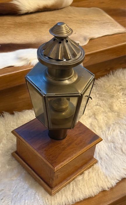 Felinar tip bronz alama cu suport lumanare deco retro