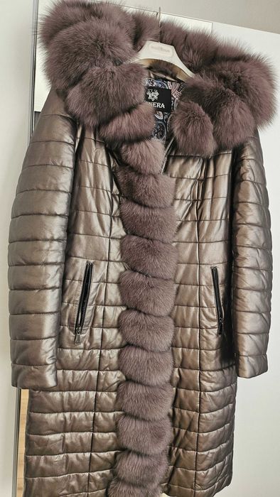 Палто oт естествена кожа с естествен пух и яке на Luci