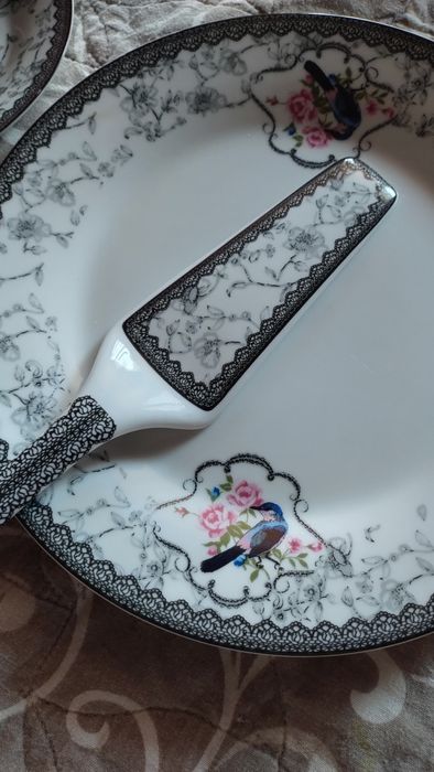 Сервиз за торта от 8 части Apricot, Фин китайски порцелан, Рози