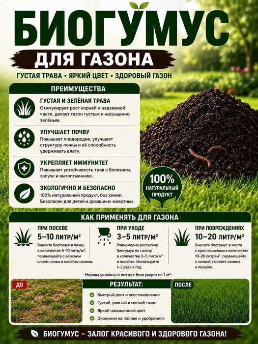 БИОГУМУС натуральное органическое удобрение для сада и огорода