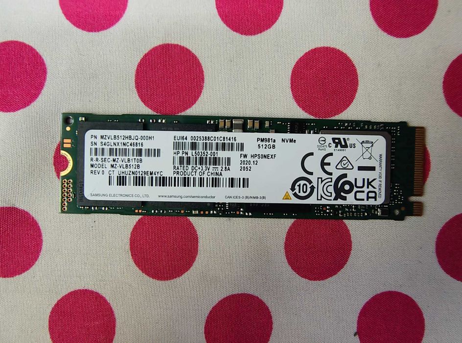 Samsung SSD PM981a 512 GB PCIe 3.0 x4, NVMe, M.2