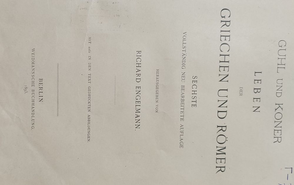 Книга - 1893г. "Leben der Griechen und Romer" - Жизнь Греков и Римлян.