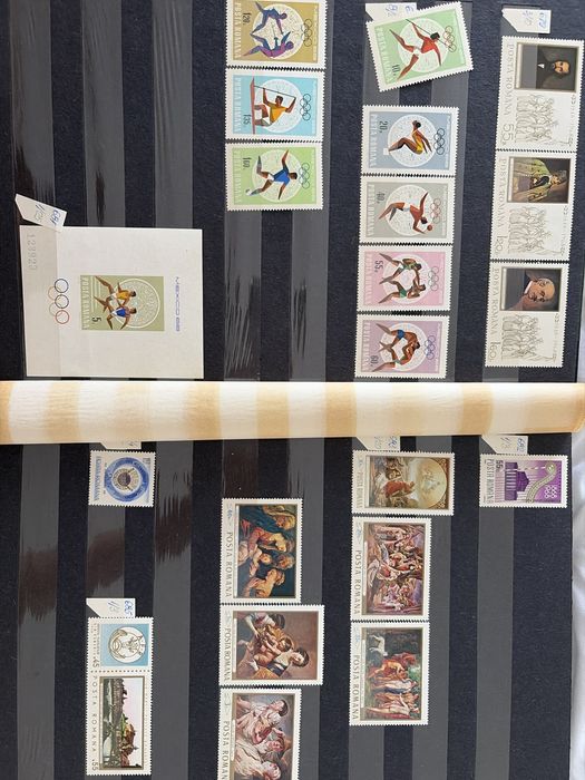 Clasor timbre România 1968-1969 serii complete colițe artă Apollo