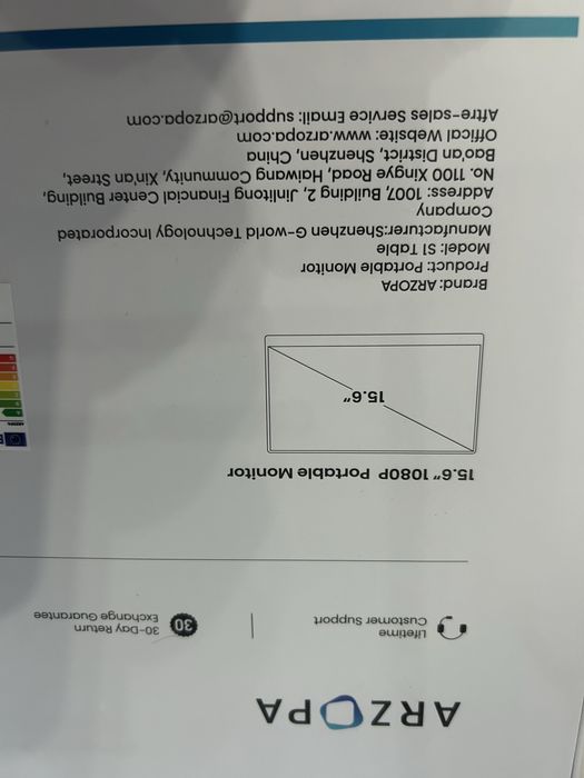 Monitor Portabil Arzopa & Qova® de 15.6", IPS FHD 1080p