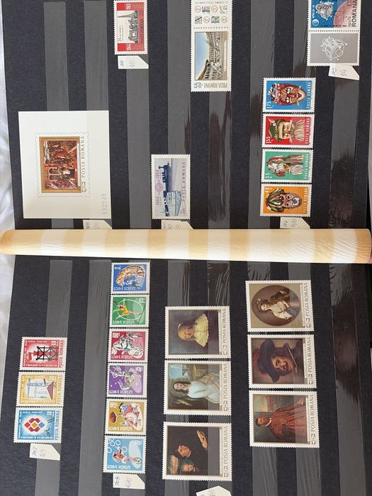 Clasor timbre România 1968-1969 serii complete colițe artă Apollo