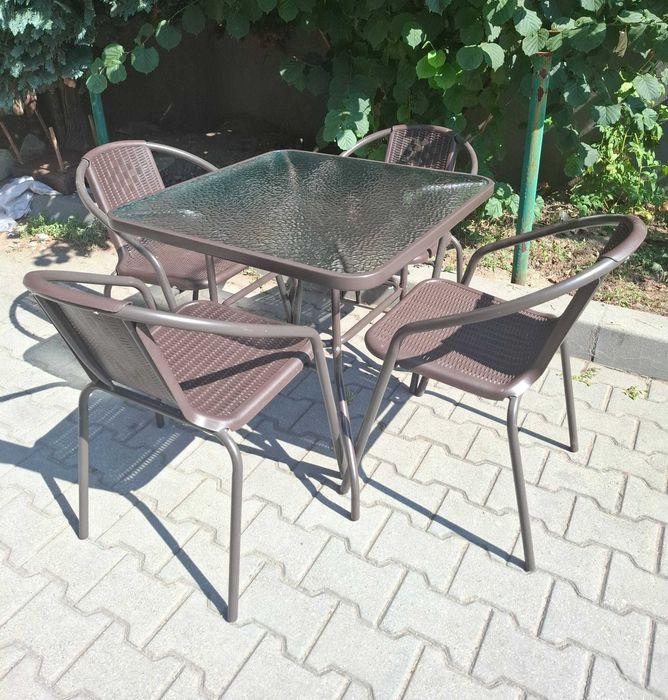 Set Mobilier Masa Patrata+4 Scaune Terasa/Gradina JGX-600M