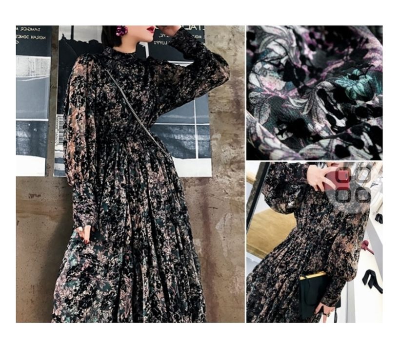 Платье вечернее с бархатным принтом