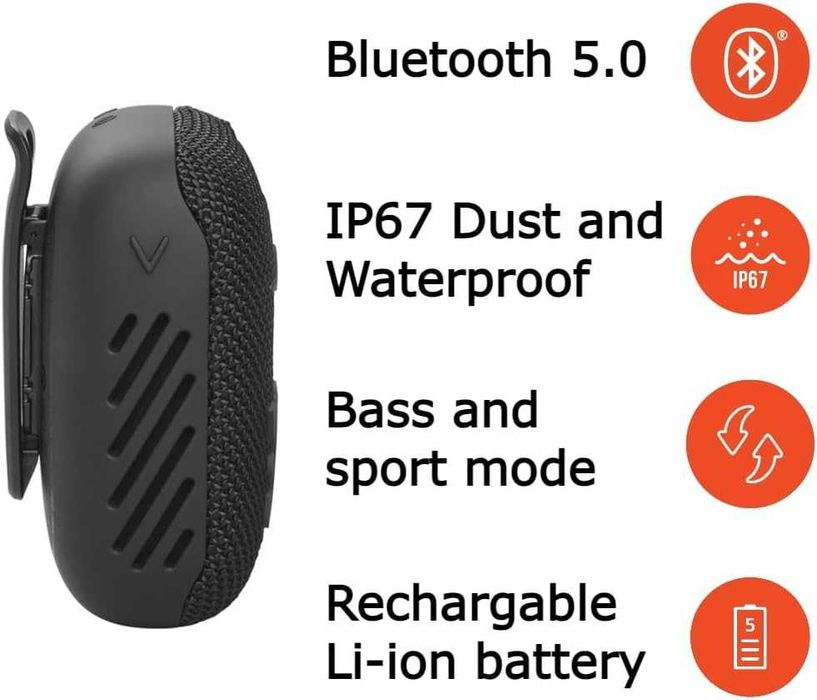 JBL Wind 3S безжична Bluetooth тонколонка за велосипед-черен цвят