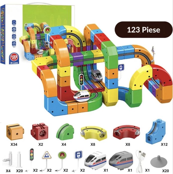 Set Cube Track 123 piese – Jucărie construcție copii 3+ ani