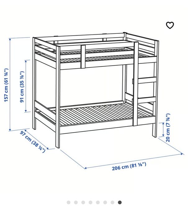 Vând pat suprapus Ikea, lemn masiv, stare excelenta