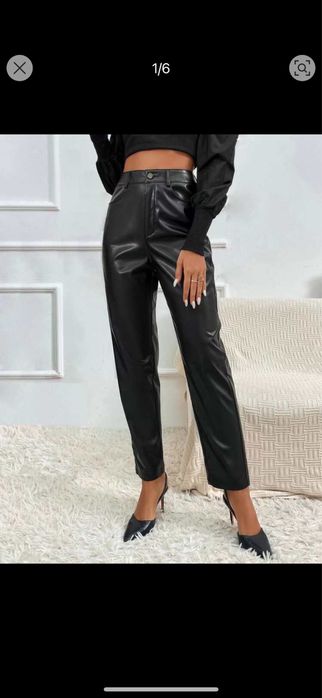 Кожен панталон висока талия