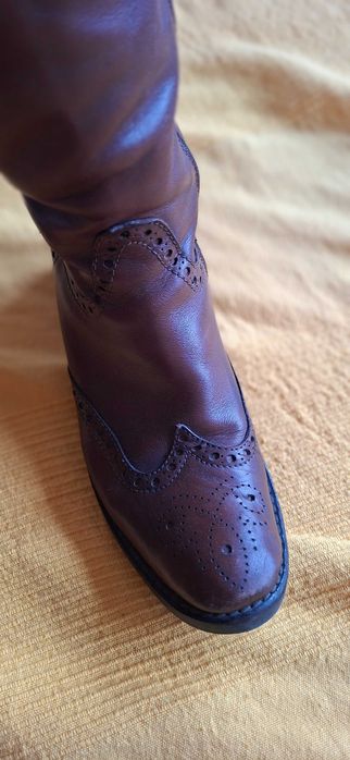 Cizme lungi din piele, maro, marimea 39