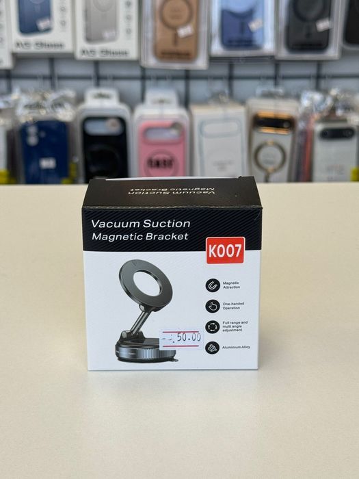 Suport magnetic pentru telefon auto, cu aspirație în vid, rotație 360°