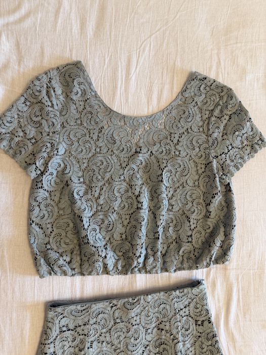 Compleu dantela Zara xs top si fusta midi