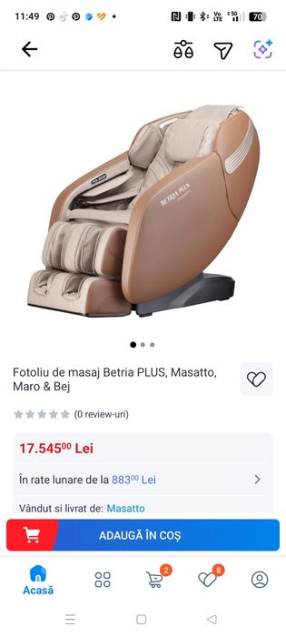 Fotoliu masaj masatto betria plus