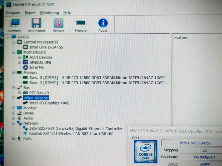 Vand Dell Optiplex 7010 i5-3475S 8GB RAM, 128GB ssd Samsung PM851