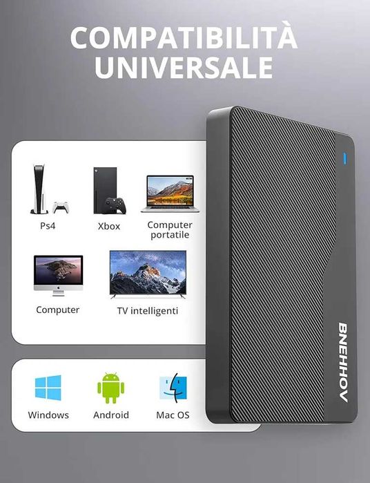 Нов Външен твърд диск BNEHHOV 500GB USB 3.0 Ултра тънък за PC, PS4, TV