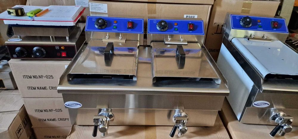 Friteuza electrica dubla 16l+16l cu robineti scurgereTRANSPORT GRATUIT