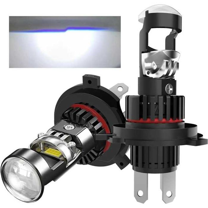Комплект LED крушки фар с лупа H4 LED 280w 12V 6500k 300% яркост
