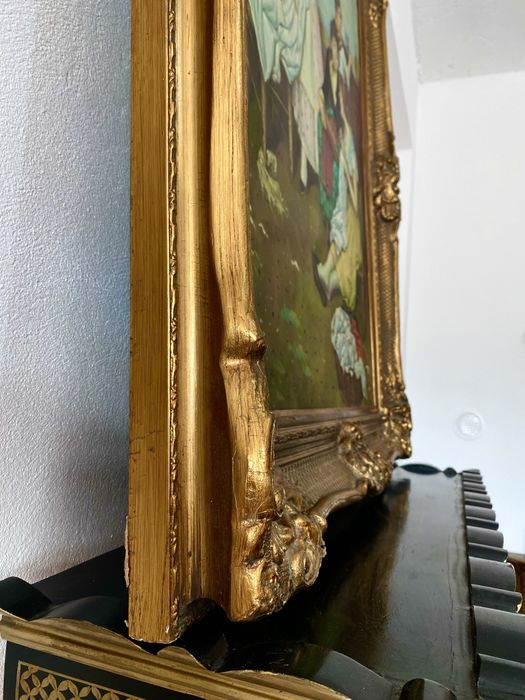 Tablou Dimensiuni Mari Pictat Ulei pe Panza Semnat Rama Lemn