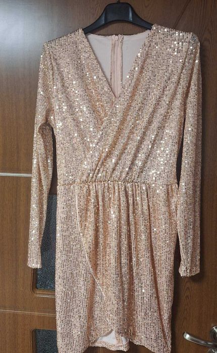 Дамски рокли с пайети, розово злато, другата меланж М