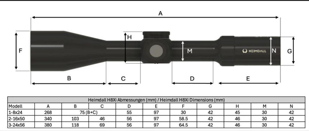Luneta Heimdall H8Xi 3-24×56 cu prindere inclusa