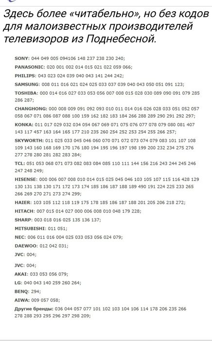 Пульт управления телевизором универсальный.