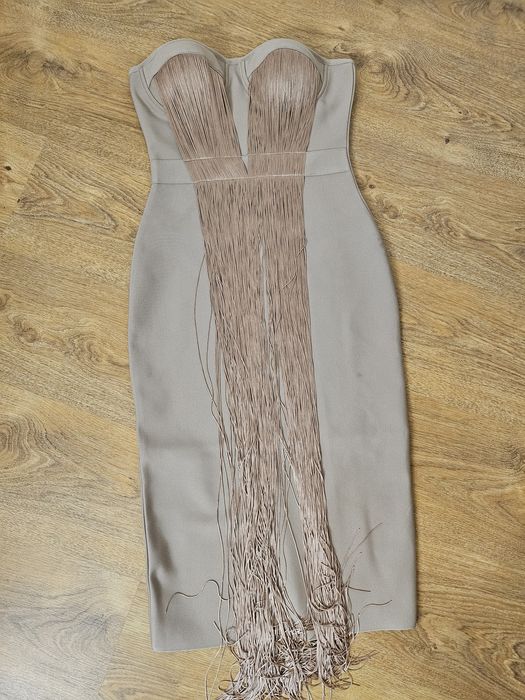 Миди банджна рокля с ресни