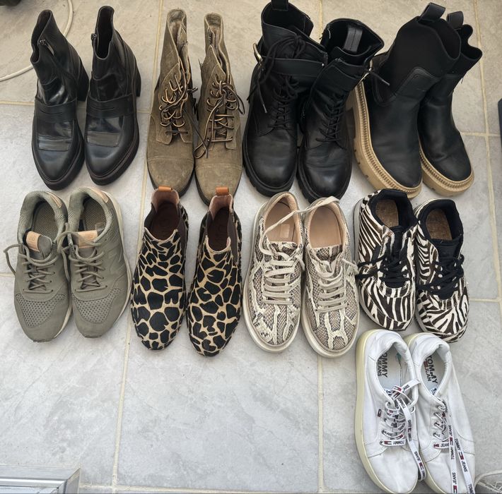 Боти, сникърси Tommy, Zara, UGG, Woden, NB животински принт