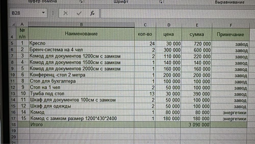 Офисный мебель б/у