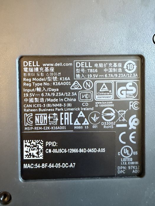 Dell TB16-K16A Docking Station 5 bucati