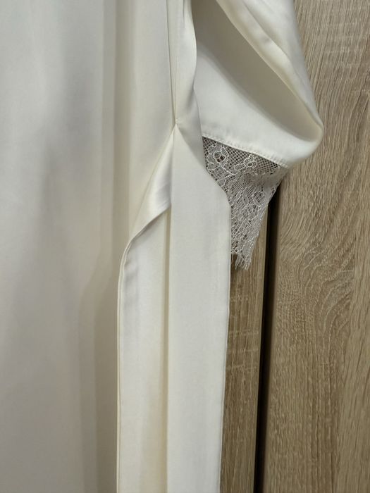 Set rochie/ neglijeu si halat/ chimono din satin alb