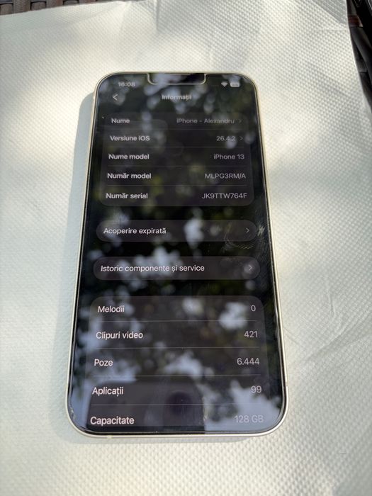 iPhone 13 alb, 128 Gb, stare impecabila