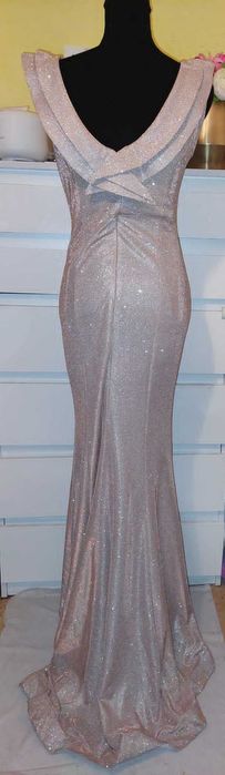 Rochie SPLENDIDA aurie, trena,decolteu adanc,sirena TRANSPORT GRATUIT