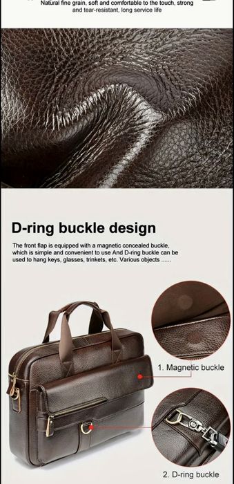 Мъжка универсална бизнес чанта за лаптоп15”/Естест. кожа -11% Промоция