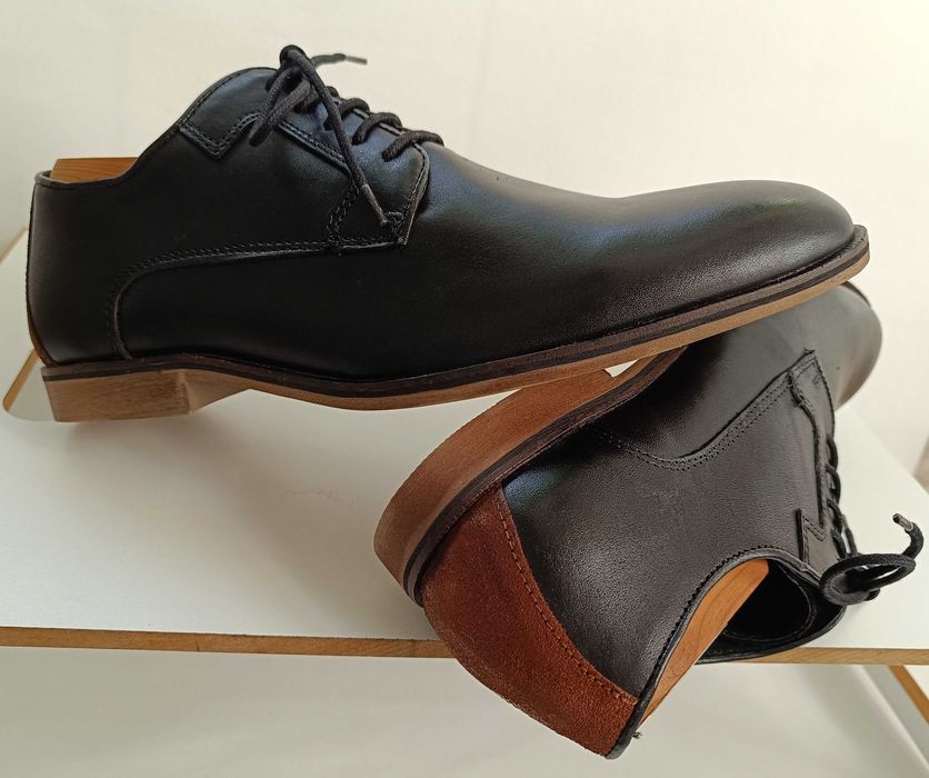 Pantofi derby 40 plain toe premium Minelli Paris NOI piele naturala