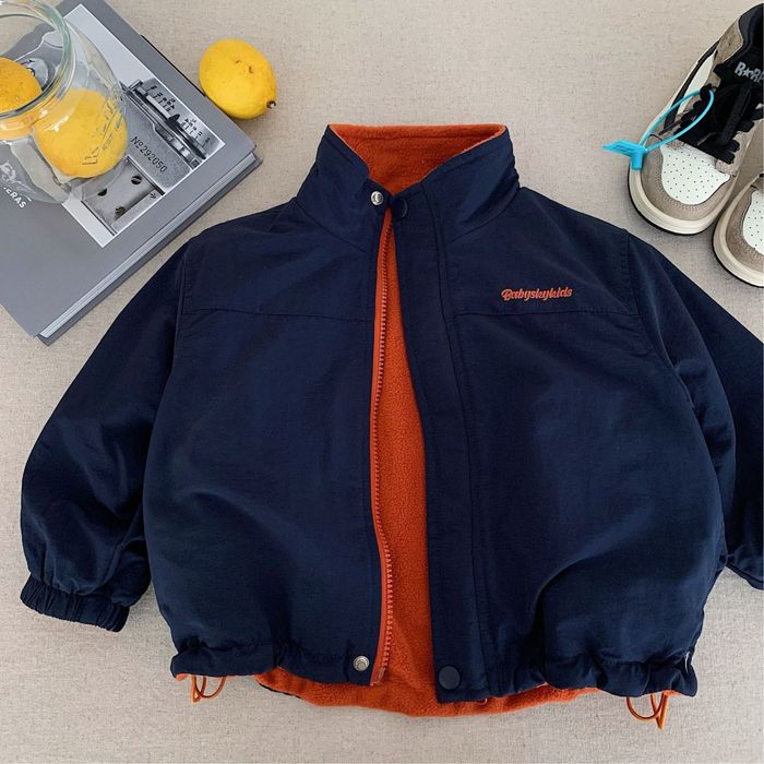 Теплая детская куртка двухсторонка