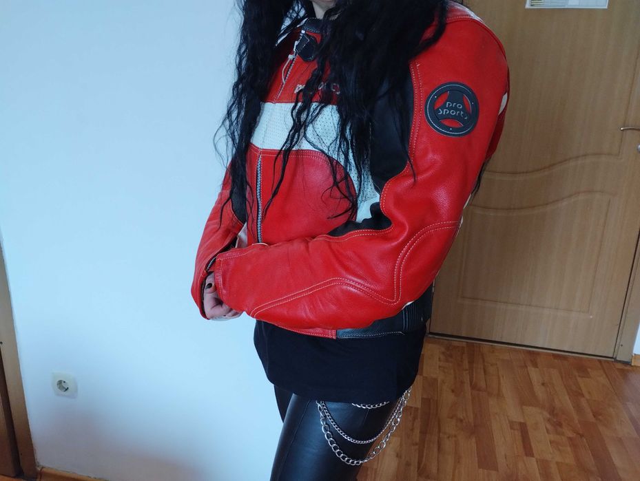 Geaca Motocicleta Dama Nepurtata din Piele Pro Sports Rosie