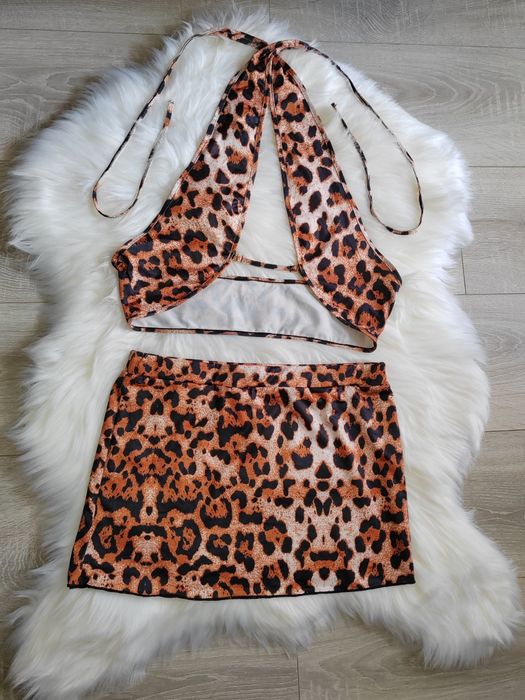 Set top și fusta leopard sexy pentru XS