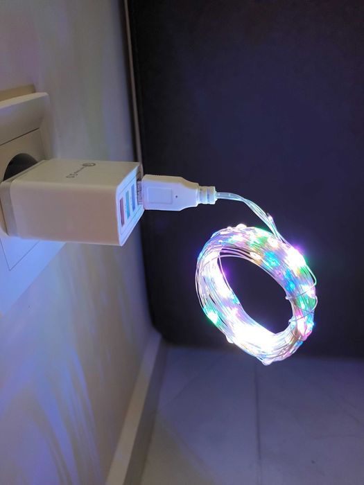 LED коледни мини лампички USB, 5м, 10м мини цветни Лед лампи
