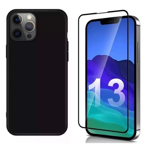 Iphone 13 14 PRO MAX Husa Silicon Tape + Folie Sticla Curbata 6D / 11D