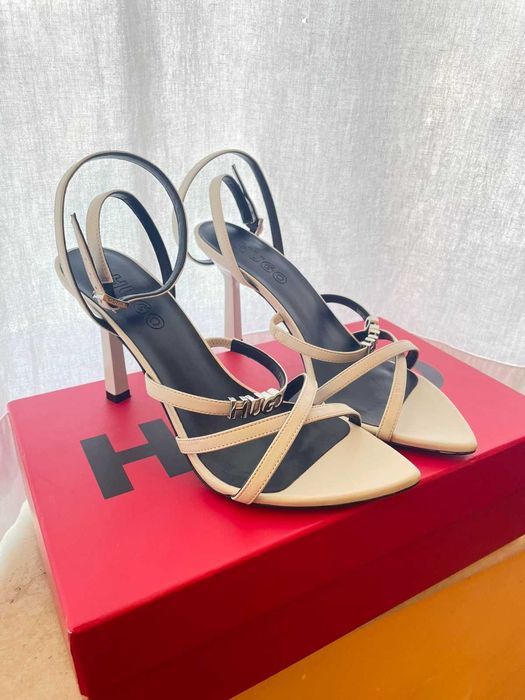 HUGO елегантни сандали с тънък ток Естествена кожа номер 38