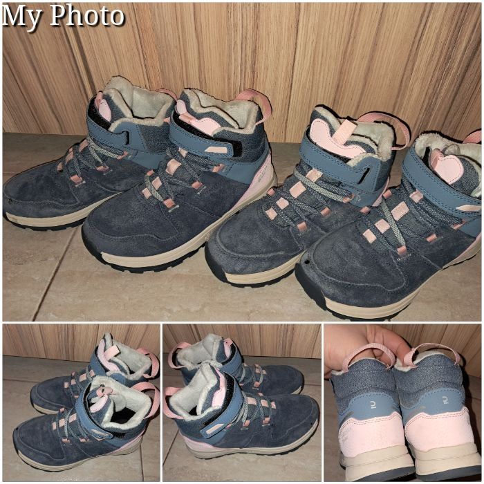 Ghete pt fete, nr. 32 și 33, din piele, impermeabile, Quechua