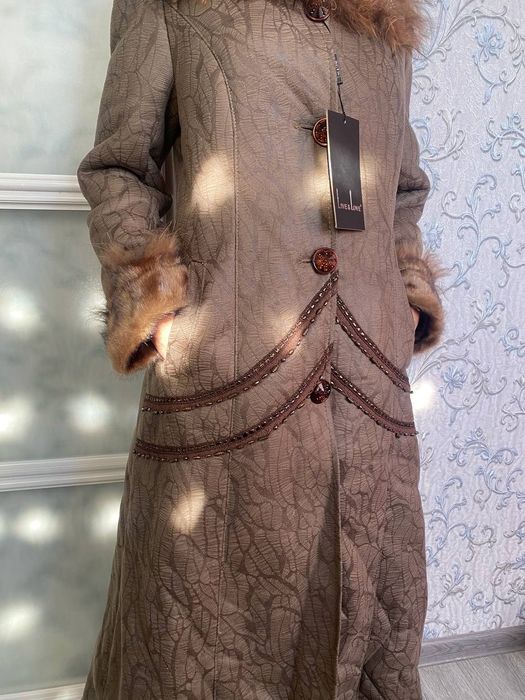 РАСПРОДАЖА!!!Дублёнка длинная с искусственным мехом