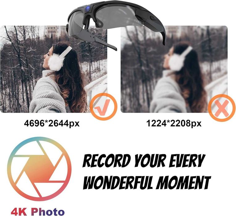 Hereta Wifi , 4K видеозаписващи очила,  поддържа iOS и Android