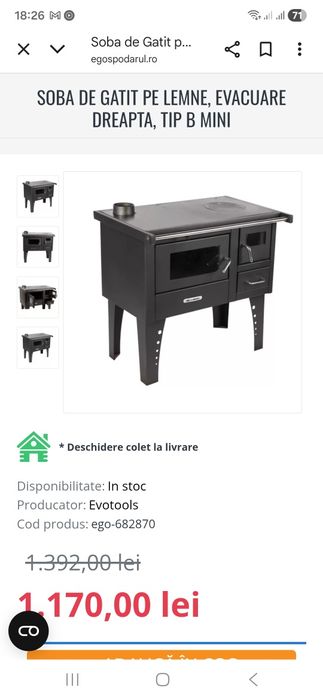 Soba de gatit cu plit si cuptor